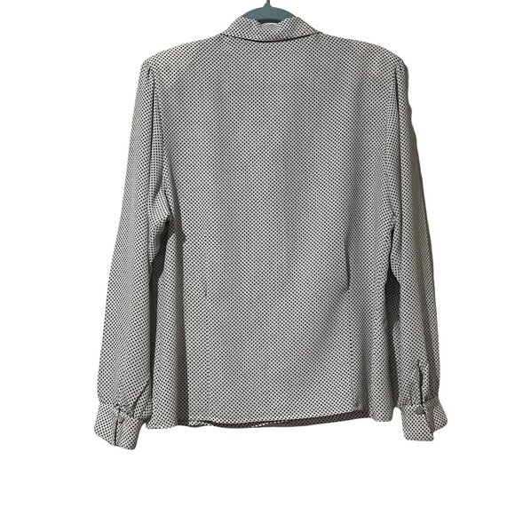 Evan-Picone Womens Black & White Polka Dot Button-Up Blouse Size 14 Long Sleeve - Picture 3 of 7